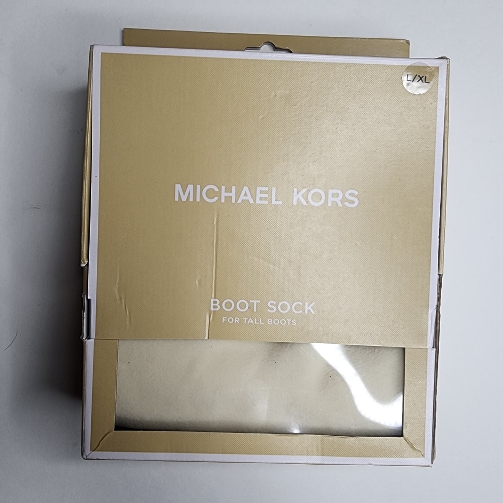 NEW Michael Kors Boot Sock Vanilla Ribbed Fleece Large X Large